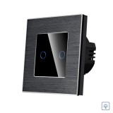 Intrerupator Dublu cu Variator si Touch din Sticla si Rama de Aluminiu LUXION SmartElectro IntelligentHouse