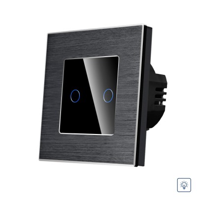 Intrerupator Dublu cu Variator si Touch din Sticla si Rama de Aluminiu LUXION SmartElectro IntelligentHouse foto