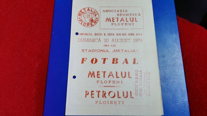 program Metalul Plopeni - Petrolul Pl.