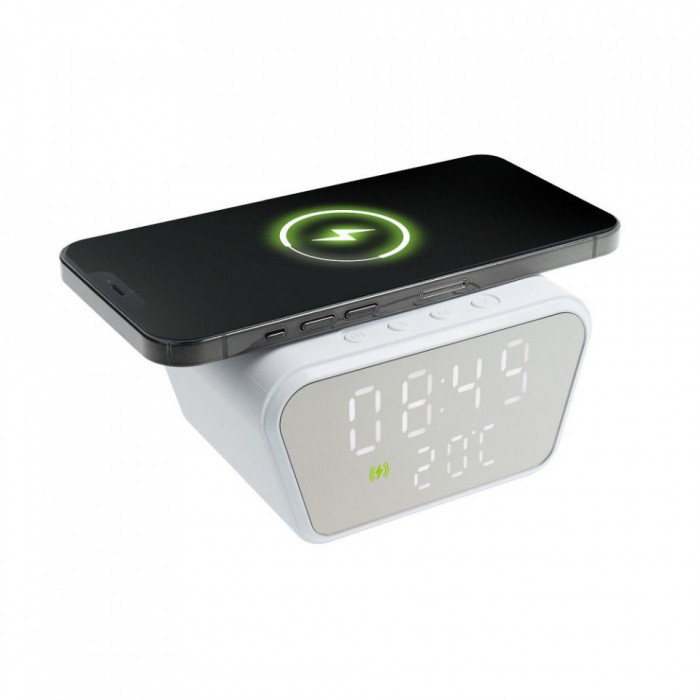 Incarcator Wireless, Fast Charging cu Ceas Digital si Termometru incorporat, 11