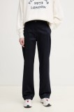 Gant pantaloni femei, culoarea albastru marin, drept, medium waist, 4150356