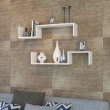 Set 2 rafturi de perete Gram albe, design modern, 95,4 cm