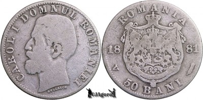1881, 50 Bani - Carol I - Regatul Rom&amp;acirc;niei foto