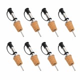 Set 8 dopuri pentru sticle, 9.2 x 2.3 cm, inox cu pluta naturala si capac silicon, dozare controlata pentru bauturi si cocktailuri