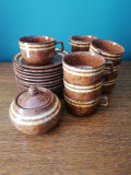 Set de ceai maro rustic din ceramica