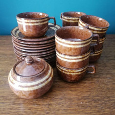 Set de ceai maro rustic din ceramica