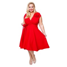 Rochie NINA marime 50 Plus Size, eleganta cu lungime medie, perfecta pentru Nunta, Cununie, Petrecere, Evenimente speciale, rosu