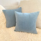 Set de 2 fete de perna Miklettie, catifea, albastru, 40 x 40 cm