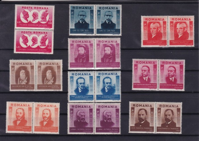 ROMANIA 1943 LP 155 FIGURI ARDELENE PERECHE SERII MNH
