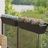 Cumpara ieftin Jardiniere cu c&acirc;rlige, 2 buc., negru, poliratan