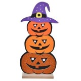 Decoratiune din Pasla cu Dovleci de Halloween, 14x29cm, Portocaliu, CMCLASS