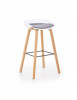 Scaun Bar Bucatarie HM H86 Alb/Gri, Polipropilena, Stofa, Cadru Lemn, 100kg, 81cm