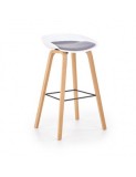 Scaun Bar Bucatarie HM H86 Alb/Gri, Polipropilena, Stofa, Cadru Lemn, 100kg, 81cm