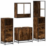 Cumpara ieftin Set de mobilier de baie 4 piese Lemn prelucrat de stejar afumat