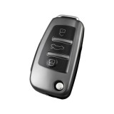 Husa Cheie Briceag Audi, 3 Butoane, Tpu, Gri Inchis