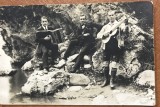 CPISTR8 Foto Veche Muzicanti Acordeon Chitara Formatie Muzica Natura Interbelica / Vintage Musicians Photo Accordion Guitar Band Nature 1930s