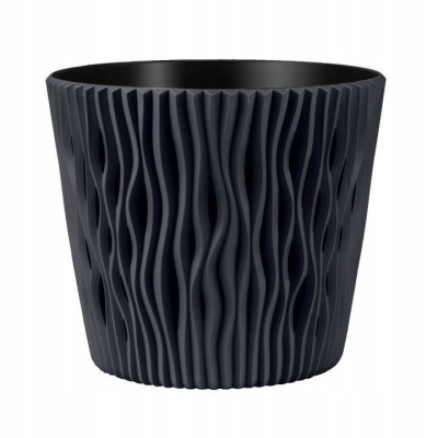 Ghiveci decorativ de flori, rotund, antracit, 7.9 L, 26.2x22.2 cm, Sandy Round foto