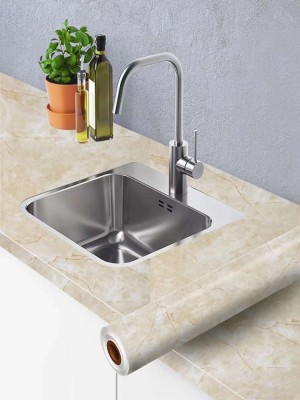 Autocolant Marmura BEJ Autoadeziva Pentru Mobilier Si Bucatarie Model Nou Deosebit 3m x 60cm foto