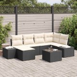 vidaXL Set de canapele pentru grădină 7 pcs negru și crem Rattan poli 3347137