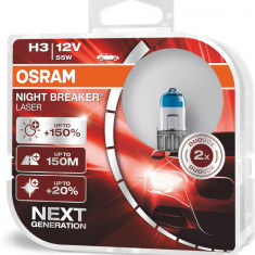 Set 2 becuri H3 55 W Osram Night Breaker Laser NextGen +150%
