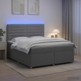 Cumpara ieftin Pat boxspring cu saltea Gri deschis 160 x 200 cm Tesatura