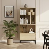 Biblioteca Kistiandi cu sertar, 137x60x35 cm, stejar deschis