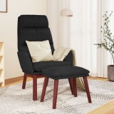 VidaXL Scaun de relaxare cu taburet, negru, textil
