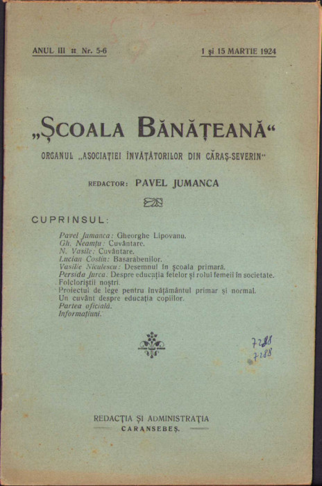 HST C1094 Revista Școala bănățeană 5-6/1924