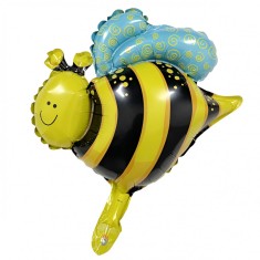 Balon din folie metalizata, flippy, mini figurine, model albinu&Egrave;&Auml;, 36x42cm, ambalaj individual, pai inclus, umflare cu aer sau heliu, multicolor