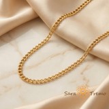 Lant Auriu Clasic Unisex , Lant placat cu 3 straturi de aur 14K, 50 cm, 3 mm