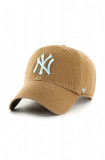 47brand șapcă de baseball din bumbac MLB New York Yankees culoarea bej, cu imprimeu, 47 Brand