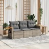 Gossi set canapea de gradina cu perne, 3 piese, gri, poliratan