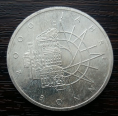 (A630) MONEDA DIN ARGINT GERMANIA - 10 MARK 1989, LIT. D, 2000 ANI ORASUL BONN foto