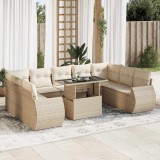vidaXL Set canapele de grădină cu perne, 10 piese, bej, poliratan 3326699