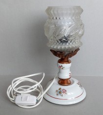 Veioza retro anii 80 din ceramica romaneasca pictata + cupru, functionala foto