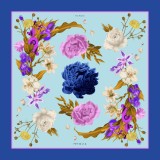 Cumpara ieftin Batic matase naturala Secret Garden albastru bleu, 90x90cm, Italia, floral vintage