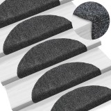 Cumpara ieftin Covorașe autocolante scară, 15 buc, 54 x 16 x 4 cm, gri &icirc;nchis, vidaXL