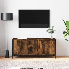 Comoda TV cu usi, stejar fumuriu, 102x35x45 cm, lemn prelucrat