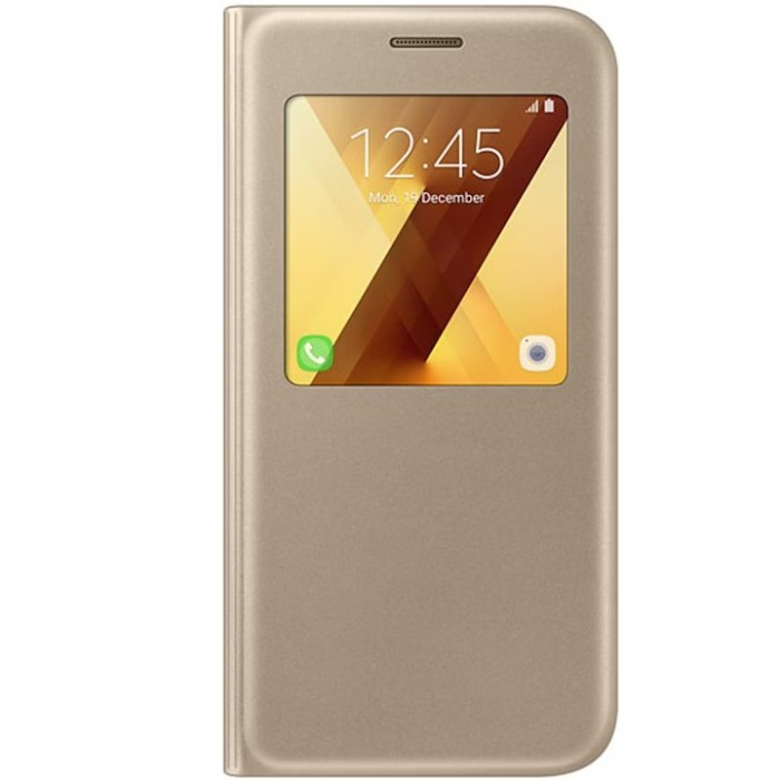 Husa de protectie Samsung S-View Cover Stand pentru Galaxy A5 (2017), Gold