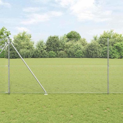 vidaXL &amp;Icirc;mprejmuire cu S&amp;acirc;rmă Sudată cu 7 St&amp;acirc;lpi cu țăruș 1.6x10 m Oțel Galvanizat foto