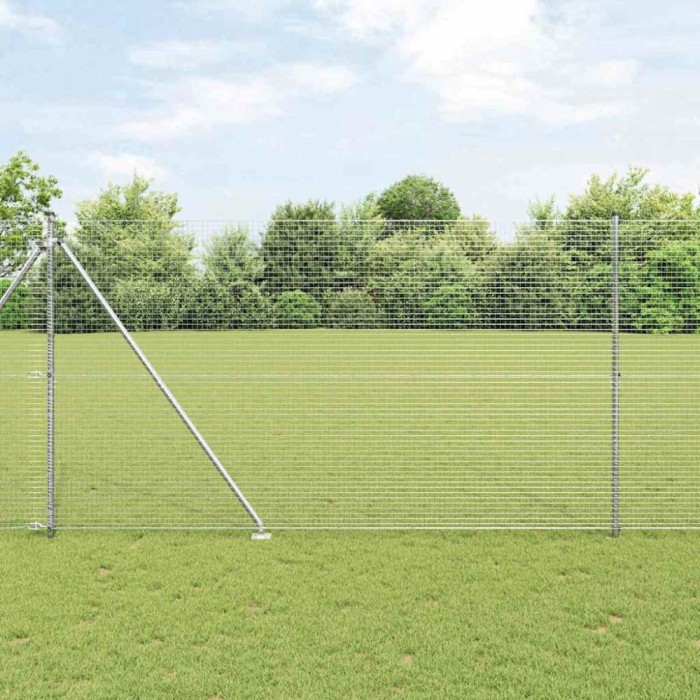 vidaXL &Icirc;mprejmuire cu S&acirc;rmă Sudată cu 7 St&acirc;lpi cu țăruș 1.6x10 m Oțel Galvanizat