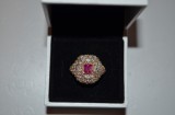 INEL AUR ROZE 18K + Rubin = 0.60ct + Diamante = 3.15ct - De firma - 14100e !, 46 - 56, Rosu