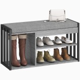 HOMCOM Suport pentru pantofi cu bancă de ședere, mobilier de hol pentru pantofi, dulap cu design &icirc;n 3 trepte, pentru hol, intrare, camera de zi, dormi