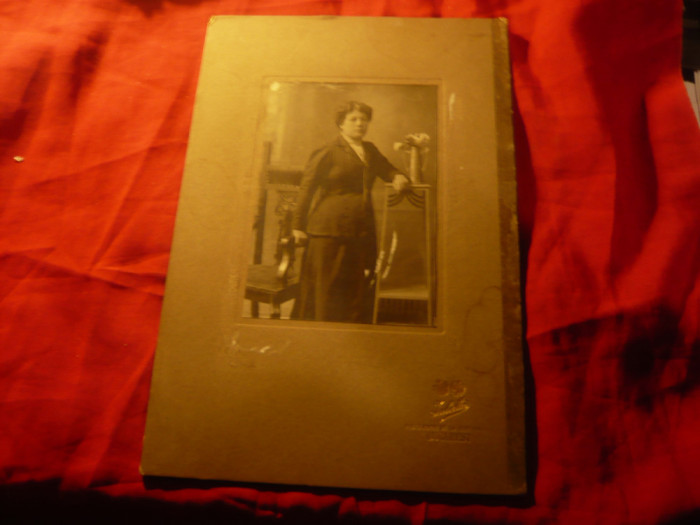 Fotografie 1910 pe carton - Dna Maria Zamfirescu , dim.19x27,5cm Foto Julietta