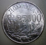 R.121 ROMANIA MIHAI I 25000 LEI 1946 XF/AUNC ARGINT fum pe L