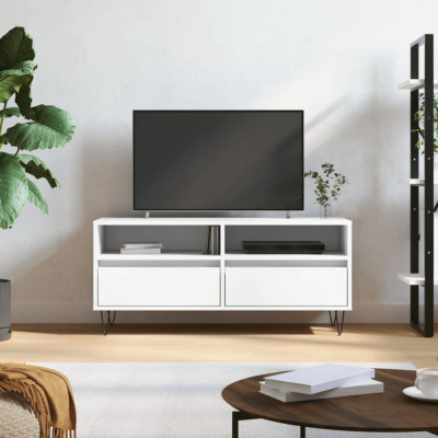 Comoda TV, alb, 100x34,5x44,5 cm, lemn prelucrat foto