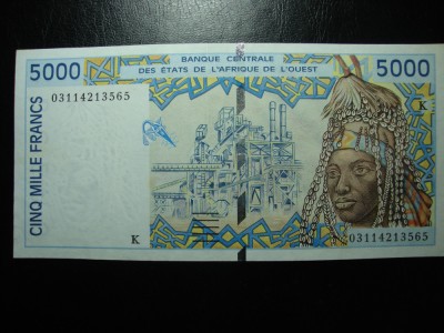 AFRICA DE EST / SENEGAL 5000 FRANCS 2001 EXCELENTA foto