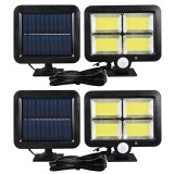 Комплект от 2 слънчеви лампи със соларен панел Nevermore, 128 COB LED, Сензор за движение и светлина, 5 м кабел, Регулируем слънчев панел, Водоустойчи