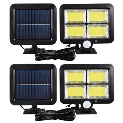 Комплект от 2 слънчеви лампи със соларен панел Nevermore, 128 COB LED, Сензор за движение и светлина, 5 м кабел, Регулируем слънчев панел, Водоустойчи foto