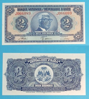 Haiti 2 Gourdes 1971 &amp;#039;Papa Doc&amp;#039; UNC serie: J066089 p#201 foto